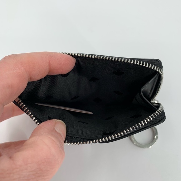 Kate Spade Cameron medium L-zip York stripe card holder keyring blue black new - Picture 4 of 6
